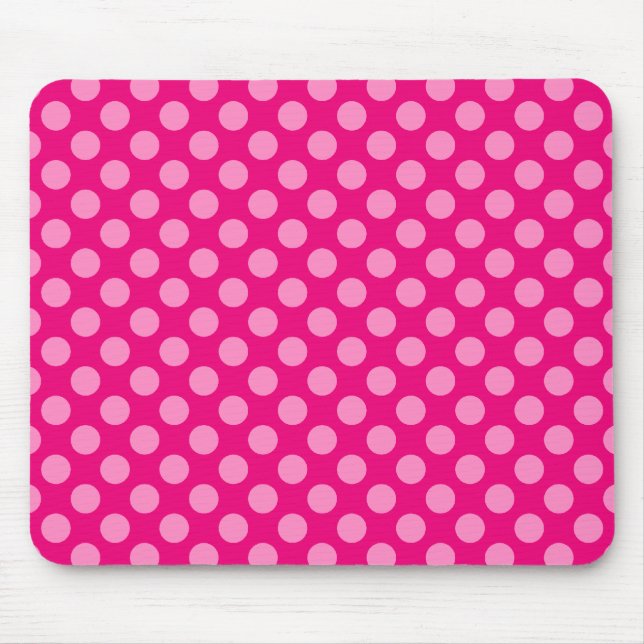 Alfombrilla De Ratón Puntos de polka rosa oscuro y claro (Frente)