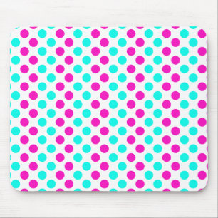 Alfombrilla De Ratón Puntos de polka rosa y azul