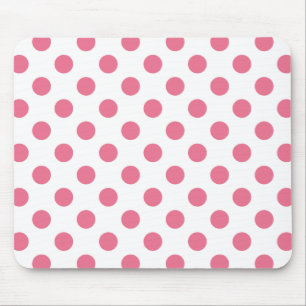 Alfombrilla De Ratón Puntos de polka rosa y blanco