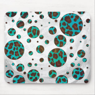 Alfombrilla De Ratón Puntos PrintPolka Verde azulados y marrones leopar