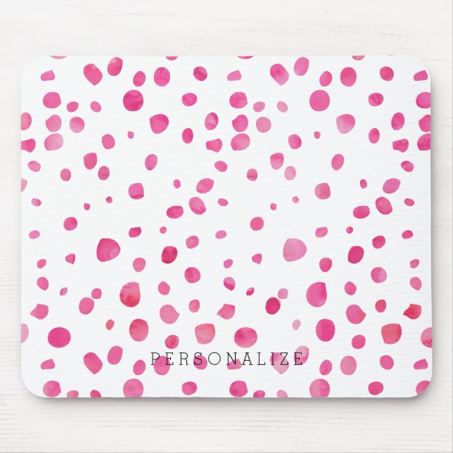 Alfombrilla De Ratón Puntos rosados de la acuarela personalizados (Frente)