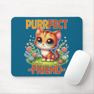 Alfombrilla De Ratón Purfect Friend pun Cute naranja gato gatito person