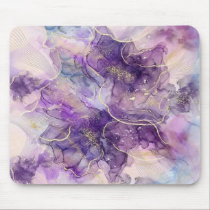 Alfombrilla De Ratón Purple Alcohol Ink & Gold Vein Aesthetic Mousepad