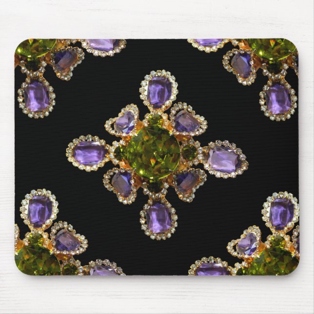 Alfombrilla De Ratón Purple Amethyst Diamonds Emeralds jewelry  (Frente)