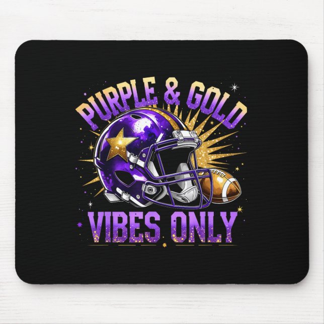 Alfombrilla De Ratón Purple And Gold Vibes Only Football Fan Gift  (Frente)