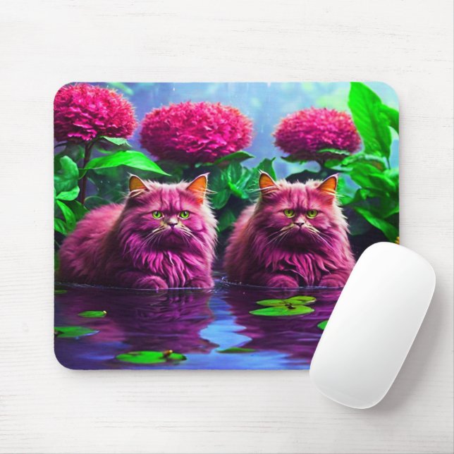 Alfombrilla De Ratón Purple Cat Mouse Pad – Perfect Gift for Cat Lovers (Con ratón)