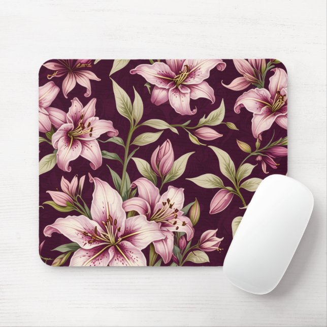 Alfombrilla De Ratón Purple Floral Mousepad (Con ratón)