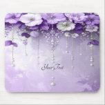 Alfombrilla De Ratón Purple Flowers with Dangling Pearls Mousepad<br><div class="desc">Beautiful Purple Flowers with Dangling Pearls Mousepad</div>