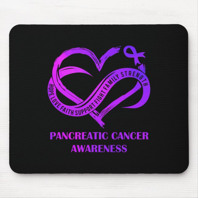 Alfombrilla De Ratón Purple Heart Hope Love Faith Pancreatic Cancer Awa (Frente)