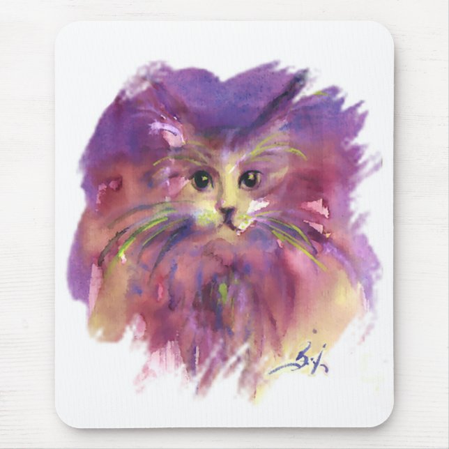 Alfombrilla De Ratón PURPLE KITTEN,KITTY CAT RETRAT,Blanco (Frente)