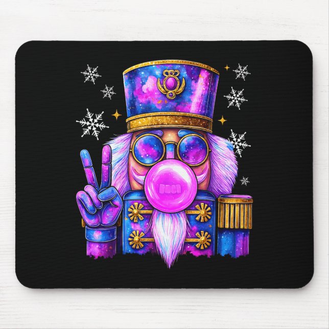 Alfombrilla De Ratón Purple Nutcracker Blowing Bubble Gum Cute Christma (Frente)