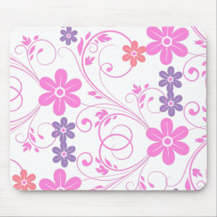 Alfombrilla De Ratón Purple & Pink Modern Floral