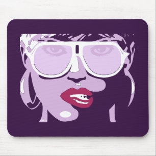 Alfombrilla De Ratón Purple Pop Art Pretty Woman Sunglasses Pink Lips