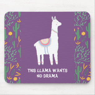 Alfombrilla De Ratón Purple This Llama No Quiere Drama