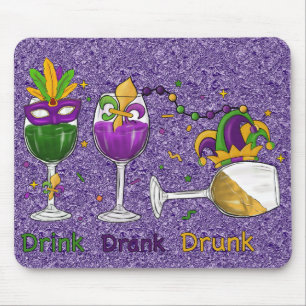 ALFOMBRILLA DE RATÓN PURPLE VERDE ORO MARDI GRAS BEBIDAS