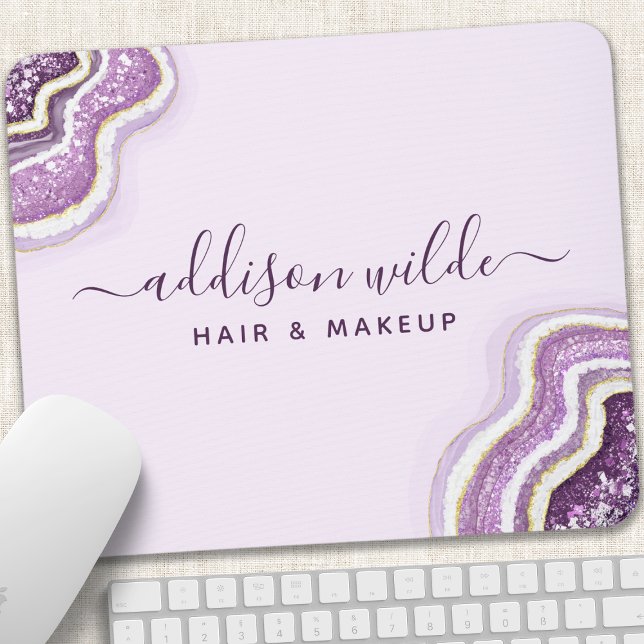 Alfombrilla De Ratón Púrpura de amatista Glitter Agate Geoda Luxe Chic (Subido por el creador)