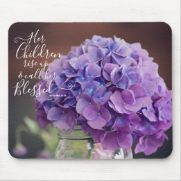 Alfombrilla De Ratón Púrpura Hydrangea Día de la Madre cristiano Verse