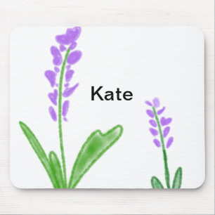 Alfombrilla De Ratón Púrpura lavanda floral acuarela agregar nombre tex