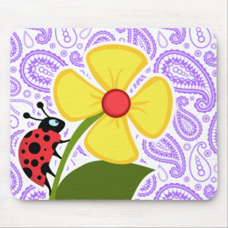 Alfombrilla De Ratón Púrpura Paisley Pattern; Ladybug