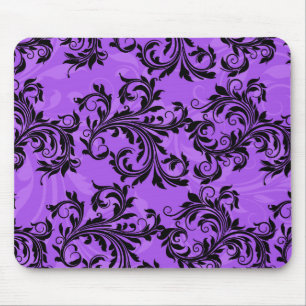 Alfombrilla De Ratón Púrpura y negra Leafy Scrolls Mousepad