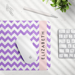 Alfombrilla De Ratón Púrpura Zigzag, Púrpura Chevron, Tu Nombre
