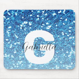 Alfombrilla De Ratón Purpurina azul giratorio parquea nombre de guión d