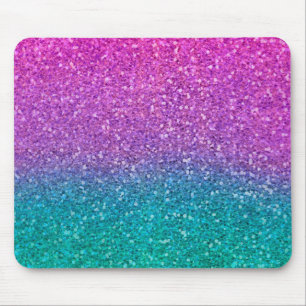 Alfombrilla De Ratón Purpurina Brillante Rosa Turquesa Azul y Morado