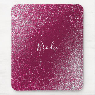 Alfombrilla De Ratón Purpurina de Borgoña y Plata
