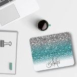 Alfombrilla De Ratón Purpurina de color Plata verde azulada con Bling P<br><div class="desc">Este diseño no contiene purpurinas ni secuencias reales. Se puede personalizar en el área que se proporciona cambiando la foto y/o el texto. O puede personalizarse haciendo clic en Personalizar esta plantilla y, a continuación, eligiendo la opción de hacer clic en el personalizar y eliminando o cambiando el color del...</div>
