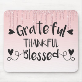 Alfombrilla De Ratón Purpurina de goteo rosa/Agradecido agradecimiento