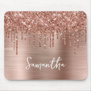 Alfombrilla De Ratón Purpurina de goteo Rosa Gold Glam