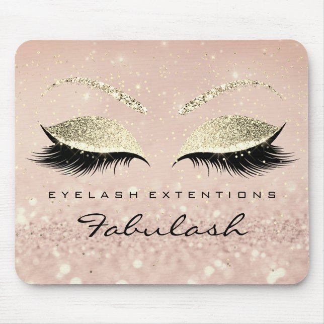 Alfombrilla De Ratón Purpurina de oro Branding Beauty Skinny azota rosa (Frente)