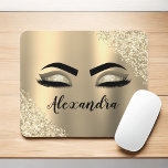 Alfombrilla De Ratón Purpurina de oro Esparkle Eyelashes Monograma Nomb<br><div class="desc">Purpurina de la espuma metálica del Relieve metalizado de la imitación dorada Pinchó el nombre del monograma Metalizado y las pestañas iniciales (pestañas), Extensiones de la pestañeo y Mousepad de la computadora (almohadilla del ratón). El diseño hace que el dulce perfecto cumpleaños 16, boda, ducha de novia, aniversario, ducha de...</div>
