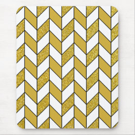 Alfombrilla De Ratón Purpurina de oro moderno Herringbone Chevron