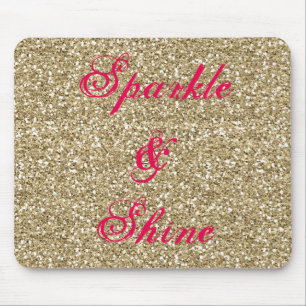 Alfombrilla De Ratón Purpurina dorado y rosa caliente Esparkle y brilla