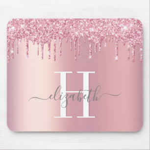 Alfombrilla De Ratón Purpurina Dris Monograma rosa
