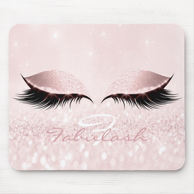 Alfombrilla De Ratón Purpurina Girly Monograma Nombre Belleza Pezos Ros (Frente)
