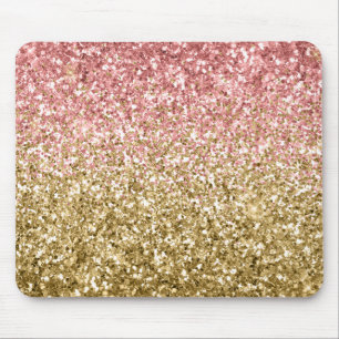 Alfombrilla De Ratón Purpurina Glitzy Gold Pink Sparkle