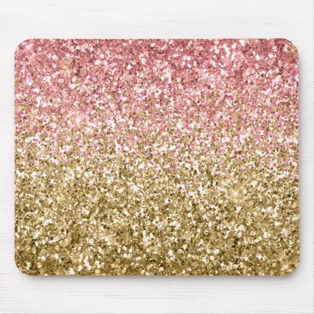 Alfombrilla De Ratón Purpurina Glitzy Gold Pink Sparkle (Frente)