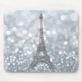 Alfombrilla De Ratón Purpurina plateada brillo París Torre Eiffel Glam