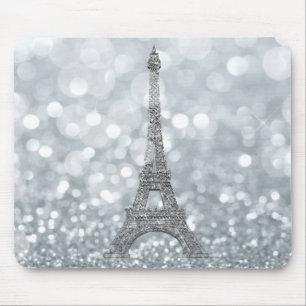 Alfombrilla De Ratón Purpurina plateada brillo París Torre Eiffel Glam