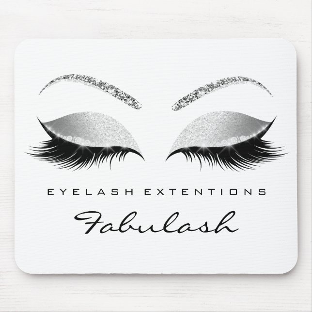 Alfombrilla De Ratón Purpurina plateado Branding Beauty Gray White Lash (Frente)