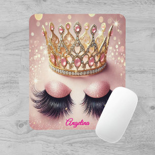 Alfombrilla De Ratón Purpurina rosa Eyelash Crown Personalizado