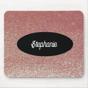 Alfombrilla De Ratón Purpurina Rosa Faux Nombre personalizado Mousepad