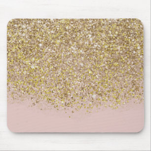 Alfombrilla De Ratón Purpurina Rosa y Oro Moderna moda Moda de vidrio