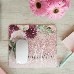 Alfombrilla De Ratón Purpurina rosado moderno y espuma de flores con no<br><div class="desc">Purpurina rosado moderno y espuma de flores con nombre</div>
