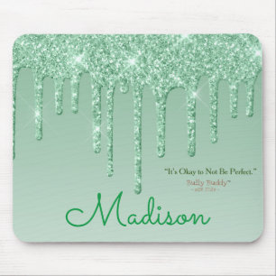 Alfombrilla De Ratón Purpurina Verde Inspirador Girly