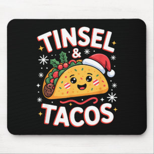 Alfombrilla De Ratón Purpurina Y Tacos Lindo Navidad Comida Mexicana Di