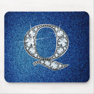 Alfombrilla De Ratón Q Faux-"Diamond Bling" en Denim Mousepad