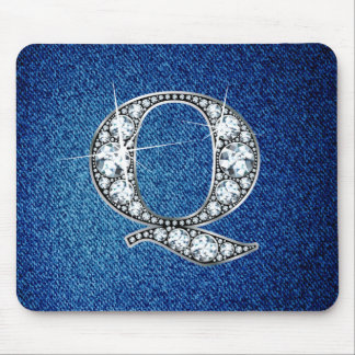 Alfombrilla De Ratón Q Faux-"Diamond Bling" en Denim Mousepad